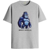 Adro T Shirts For Boys & Girls || Gorilla Printed T-Shirt || Ages 3-14 || 100% Cotton Round Neck Tshirt For Boys & Girls||Krn-Gori-Gr-11-12Y Grey
