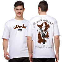 Adro Oversize T Shirt For Men | Drop Shoulder T Shirt | Mens Oversize T-Shirt | 220 Gsm Cotton Oversize Tshirt | Trendy Front And Back Printed T Shirt|Ovr24-L1-Alv-Wh-Xl White