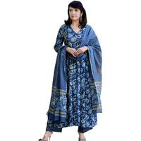 Alvami Women's Viscose Straight Ethnic Set (Vashundhara_Blue