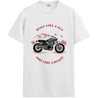 Adro Men's Royal Bike Design Printed 100% Cotton T-Shirt - Regular Fit, Printed T-Shirts For Men | Rn24-Ryl-Wh-4Xl