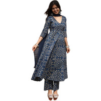 Anni Designer Women's Rayon Viscose Anarkali Printed Kurta With Pant & Dupatta (Acacio Blue_Xxl_Blue_Xx-Large)