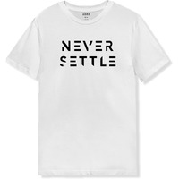 Adro Mens Never Settle Cotton T-Shirt | Rn22-03-Set-Wh-7Xl White