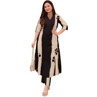Anni Designer Women's Rayon Viscose A-Line Printed Kurta With Pant (Ritual Black_S_Black_Small)