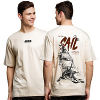 Adro Oversize T Shirt For Men | Drop Shoulder T Shirt | Mens Oversize T-Shirt | 220 Gsm Cotton Oversize Tshirt | Trendy Front And Back Printed T Shirt|Ovr24-L1-Sail-Be-Xl Beige
