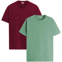 Adro T Shirts Pack Of 2 Mens Tshirts Cotton T Shirts For Men Tshirt T-Shirts Combo T Shirts Tshirts For Men Plain Solid Tshirts Maroon Pista Tshirt For Men Rcm2-Pln-Mr-Pt-L