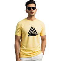 Adro Triangle Mens Printed T-Shirt (Rnr-M-Tkt-Ly_Light Yellow_3Xl)