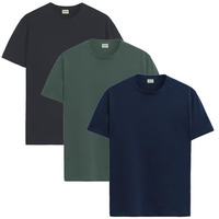 Adro Mens T Shirts | Solid Tshirts For Men | Pure Cotton Lycra Fabric | 4 Way Stretch Smart Tech Tshirt | Pack Of 3 Round Neck T-Shirt For Summer | Rcm3_A25_Nb-Grn-Dg_2Xl