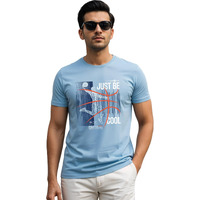 Adro 100% Cotton Lycra Tshirts For Men | Regular Fit T-Shirt | Printed T Shirt For Men | Round Neck Half Sleeve Tees | Tshirt For Man | Rn24-Bcl-Sk-4Xl Sky Blue