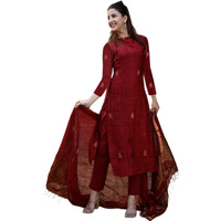 Anni Designer Women's Rayon Viscose Straight Printed Kurta With Pant & Dupatta (Chakori Maroon-Vks05_M_Maroon_Medium)