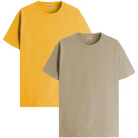 Adro Men's Solid Regular Fit T-Shirt (Rcm2-Pln-Mu-Be_Mustard,Beige