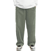 Avanova Men's Olive Front Tie Loose Fit Corduroy Baggy Long Slacks Chino Pants With Slant Pocket Simple Casual Trousers, Going Out (Code Pant 186 Olive-34)