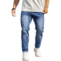 Avanova Men's Classic Medium Blue Gradient Casual Denim Jeans Tapered Straight Leg Long Distressed Light Jean Cargo, Straight-Leg Pant With Pockets (Jeans 249 Blue-32)