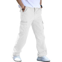 Avanova Mens White Cargo Jeans Slim Fit | Stylish Stretch Denim Trousers With Multi Pockets | Casual Wear Pants For Men | Comfortable Daily & Office Denim Wear Bottoms (Jeans 250 White-36)