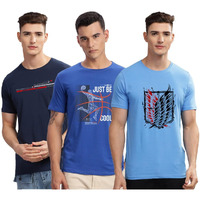 Adro 100% Cotton Lycra Tshirts For Men Combo Pack Of 3 | Regular Fit | Printed T Shirt | Round Neck Half Sleeve| Mens Tshirts|Rcm3_Winn-Sk_Bcl-Rb_Rac-Nb_Xl
