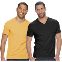 Adro Men's V Neck Combo Plain Cotton T-Shirts_Vcm2-Pln-Bl-Mu-Xl Black, Mustard