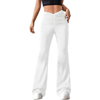Avanova Women's White Solid Gathering Front Skinny Trousers, Pant For Women (Pant 83 White M)