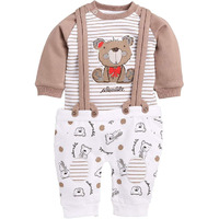 Baby Go 100% Cotton Full Sleeves Dungaree/Overall For Baby Boys And Girls (6-12 Months, Beige)