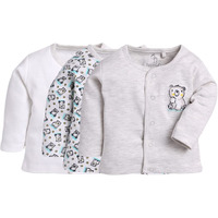 Baby Go Full Sleeve Clothing Set For Baby Boys & Girls | Baby T-Shirts |0-3M |White Mellange | Dailywear Infant Clothes | Pack Of 3