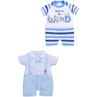 Baby Go 100% Pure Cotton Full Sleeves Rompers/Bodysuit/Sleepsuit In Sky Blue For Baby Boys (9-12 Months)