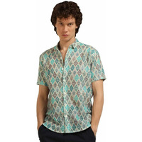 Be Active Men's Casual Cotton Blend Embroidered Shirt || Half Sleeve Shirt || Men Casual Shirt || Casual Wear Shirts (Him0023 1 L) Blue