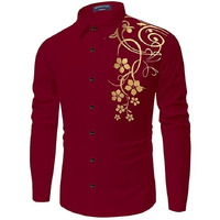 Bellstone Men Solid Cotton Full Sleeves Casual Shirt For Men Stylish Latest (42, Maroon)