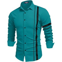 Bellstone Men Striped Casual Men's Solid Cotton Blend Full Sleeve Casual Spread Shirt (38, Rama)