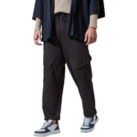 Bewakoof Men's Solid Super Loose Fit Cargo Joggers_609811_Brown_L, Mid Rise