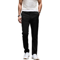 Bewakoof Men's Solid Regular Fit Cotton Trousers_ 330851 Black_ L