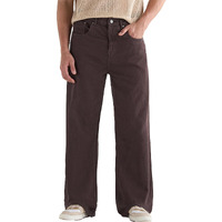 Bewakoof Men's Solid Wide Leg Cotton Baggy Jeans_624689_Brown_34