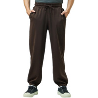 Bewakoof Men's Solid Super Loose Fit Cotton Blend Mid Rise Joggers_ 617457 Brown M