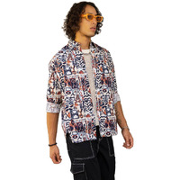 Bewakoof Men's All Over Printed Oversized Fit Full Sleeve Spread Collar Cotton Shirt_ 620470 Multicolor L