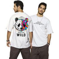 Bewakoof Men's Graphic Printed Oversized Fit Half Sleeve Round Neck Cotton T-Shirt_629620_White_M