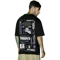 Bewakoof Official Star Wars Merchandise Storm Trooper Men's Graphic Print Oversized Fit Half Sleeve Round Neck Cotton T-Shirt_637004_Black_2Xl