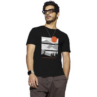 Bewakoof Men's Feel Most Alive Printed 100% Cotton T-Shirt - Regular Fit, Round Neck, Half Sleeves Black
