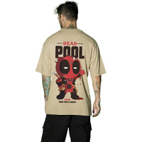 Bewakoof Official Marvel Merchandise Men's Graphic Printed Oversized Fit Half Sleeve Round Neck Cotton T-Shirt_629607_Ginger Root_2Xl