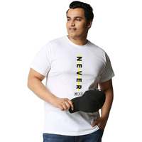 Bewakoof Men's Printed Regular Fit Half Sleeve Round Neck Cotton Plus Size T-Shirt_340238_White_5Xl
