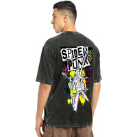 Bewakoof Heavy Duty Official Marvel Merchandise Men's Graphic Print Oversized Fit Half Sleeve Round Neck Cotton T-Shirt_629242_Black_L