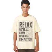 Bewakoof Men's Typography Oversized Fit Half Sleeve Round Neck 100% Cotton T-Shirt_681773_Beige_S
