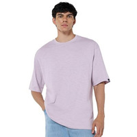 Bewakoof Air 1.0 Men's Solid Oversized Fit Half Sleeve Round Neck Cotton Slub T-Shirt_657438_Purple_M