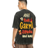 Bewakoof Men's Graphic Print Oversized Fit Half Sleeve Round Neck Cotton T-Shirt_666852_Black_2Xl