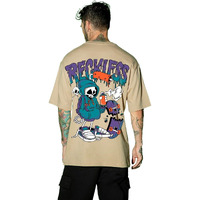 Bewakoof Men's Graphic Printed Oversized Fit T-Shirt_625290_Brown_Xl