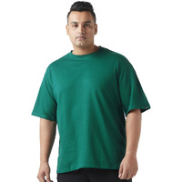 Bewakoof Heavy Duty 1.0 Men's Solid Oversized Fit Half Sleeve Round Neck Terry Plus Size T-Shirt_646874_Green_3Xl