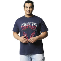 Bewakoof Official Harry Potter Merchandise Men's Graphic Printed Regular Fit Plus Size T-Shirt_625676_Blue_5Xl