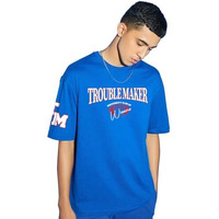 Bewakoof Men's Typography Print Oversized Fit Half Sleeve Round Neck Cotton Plus Size T-Shirt_677472_Blue_6Xl