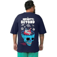 Bewakoof Men's Graphic Print Oversized Fit Half Sleeve Round Neck Cotton Plus Size T-Shirt_634100_Blue_5Xl