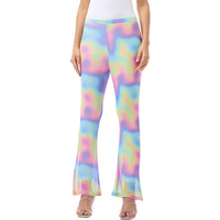 Bewakoof Air 1.0 Women's All Over Printed Slim Fit Polyester Flared Casual Pants_615999_Multicolor_Xl