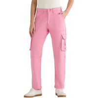 Bewakoof Women's Solid Regular Fit Cotton Blend Cargo Pants_634069_Pink_30