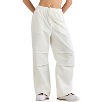 Bewakoof Women's Solid 100% Cotton Parachute Pants - Baggy Oversized Fit_589663_White_2Xl