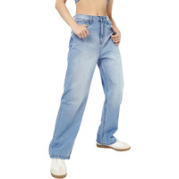 Bewakoof Women's Washed Straight Fit Pure Cotton Jeans_671341_Blue_26