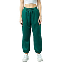 Bewakoof Heavy Duty 1.0 Women's Solid Super Loose Fit Cotton Blend Joggers_605587_Green_S
